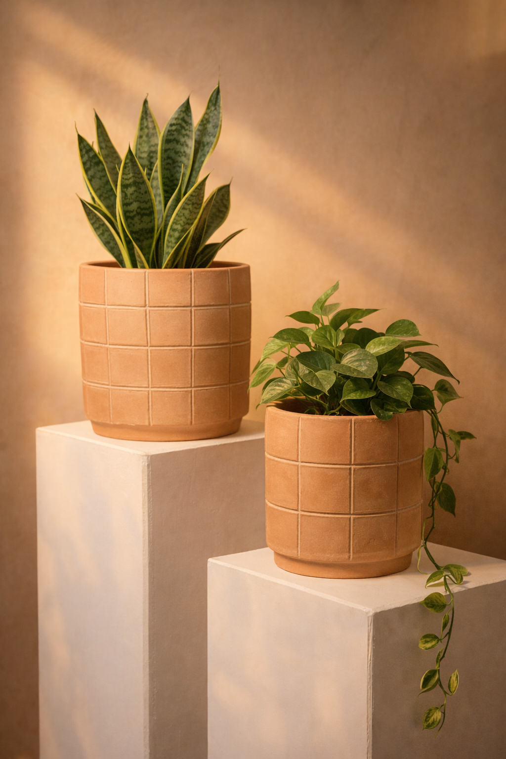 stacked terra cotta pot planter Grid Terracotta Planters by MESO