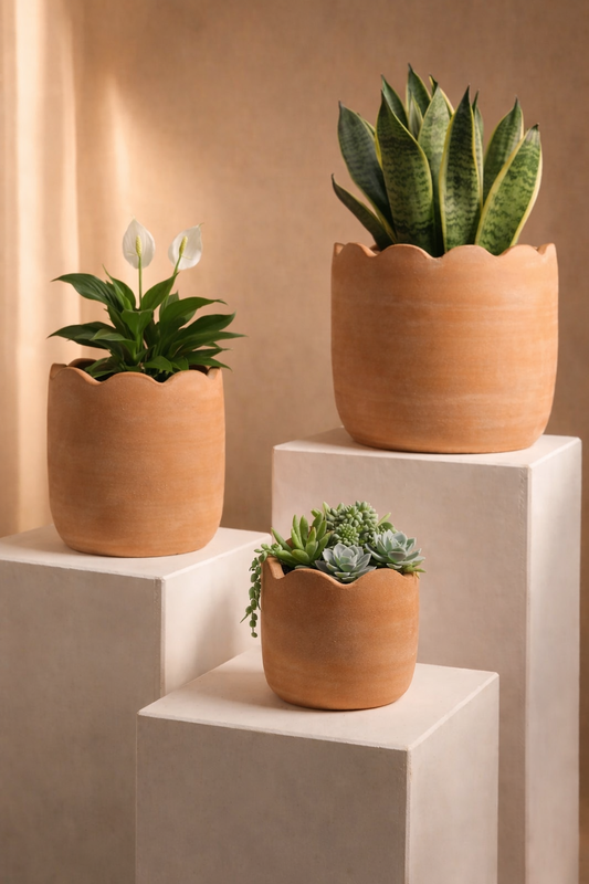Wavy Terracotta Planters by MESO
