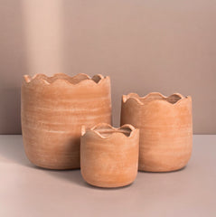 Wavy Small Tabletop Terracotta Planter by MESO