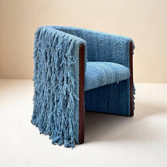 Denim Blue Hilana Wool Chair by Diego Olivero
