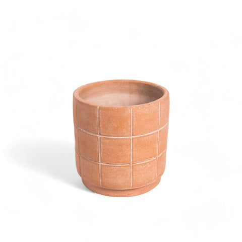 Grid Small Terracotta Planter