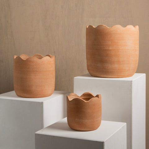 Wavy Small Tabletop Terracotta Planter by Diego Olivero Studio