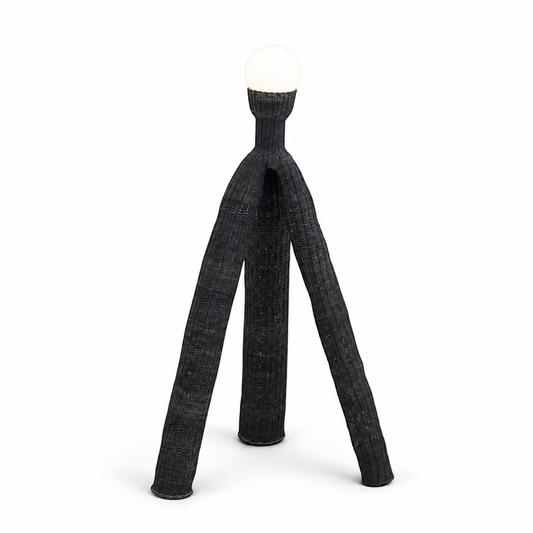 Woven Floor Lamp Artefacto LS 16A in black by Lørdag & Søndag
