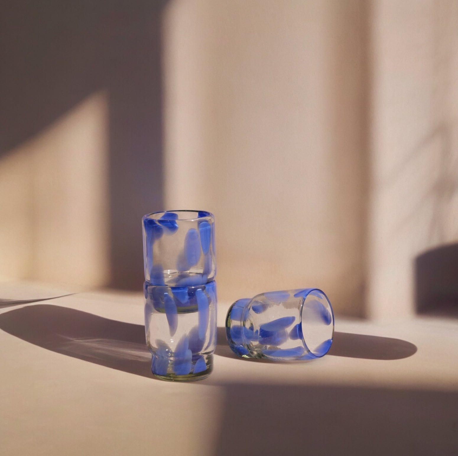 Marta Stackable Glass Blue & Clear (Set of 4) by MESO