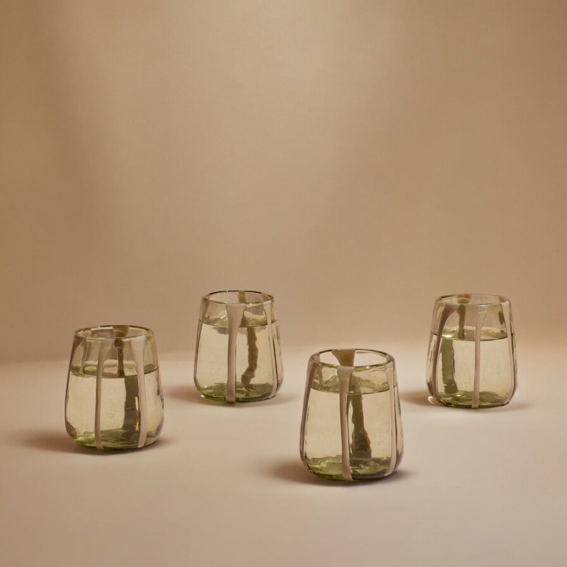 Olivia Short Green Olive Glass (Set of 4) by MESO