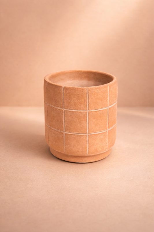 Grid Small Terracotta Planter by MESO