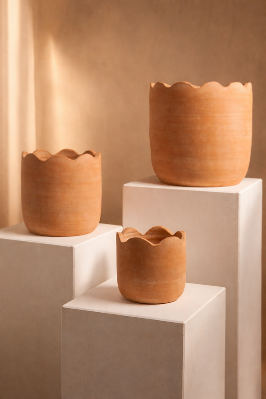 Wavy Large Floor Terracotta Planter by MESO